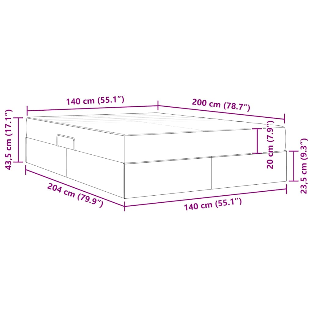 Storage Bed with Mattress Pink 140 x 200 cm Velvet