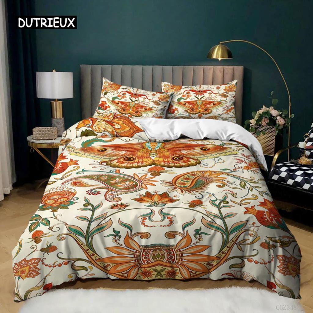 Butterfly Duvet Cover Set Full Size Butterfly Bedding Set for Kids Teens Microfiber Bohemian Style Butterflies Comforter Cover
