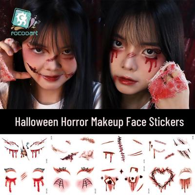 2025 Waterproof Halloween Scar Tattoo Stickers - Prank & Scary Face Designs