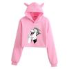 Jujutsu Kaisen Cat Ear Crop Hoodie - Spring Fashion Trend for Girls