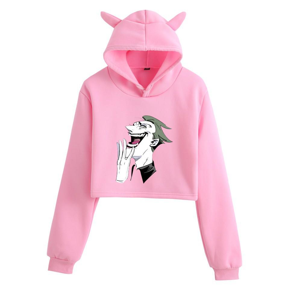 Jujutsu Kaisen Cat Ear Crop Hoodie - Spring Fashion Trend for Girls