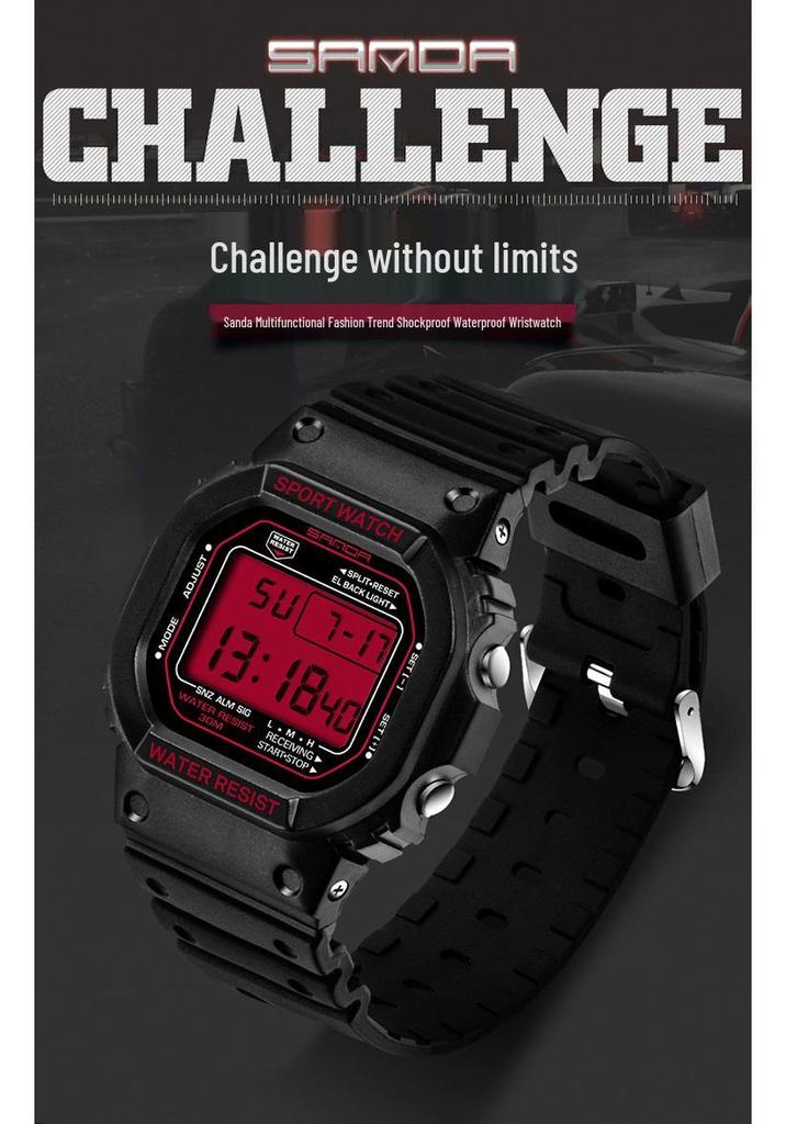 Sanda Square Multifunctional Waterproof Luminous Sports Watch for Men & Women - Fashionable Student Wristwatch