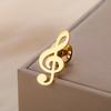 Teamer Women Girls Music Note Brooch Lapel Pin Stainless Steel Gold Color Suit Badge Fashion Accessories Birthday Gift New In