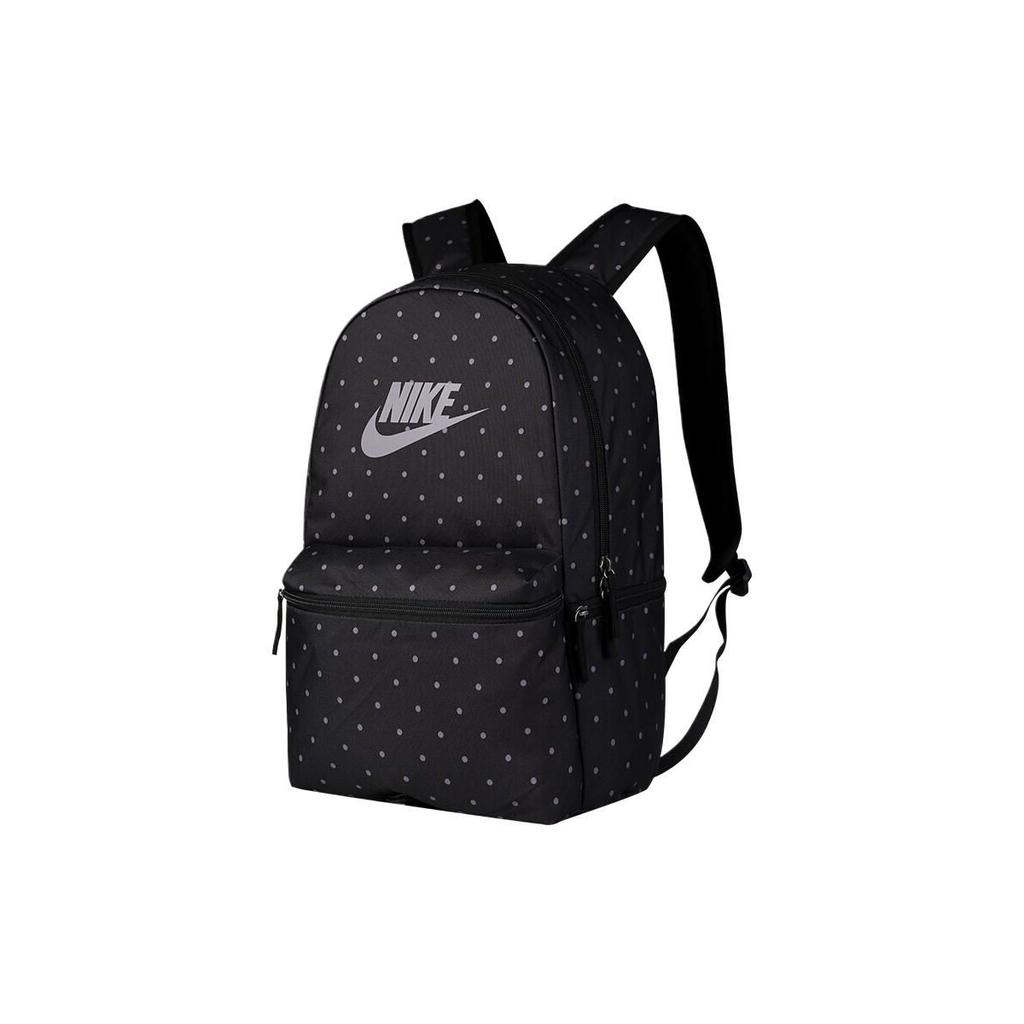 Nike Heritage Sports Trend Polka Dot Pattern Print Polyester Backpack Unisex Backpacks Black Gray BA5761-011