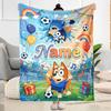 Soccer Fun Bluey Personalized Name Blanket Cozy Customizable Blanket Soft Warm Cozy for Seaside Office Picnics Couch for All Occasions