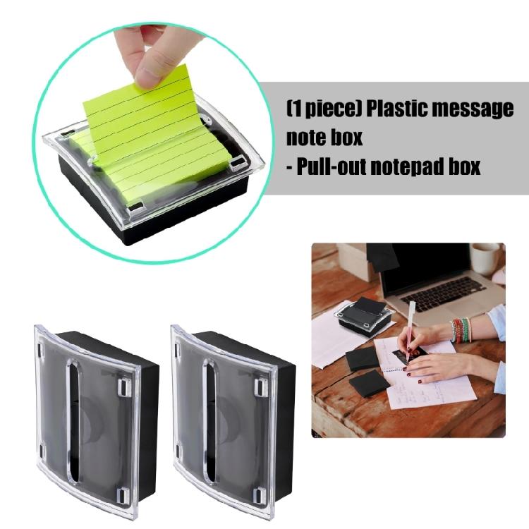Desktop Note Container Clear Plastic Note Organiser Box Pull Out Sticky Notes Dispenser For School Office Home Use