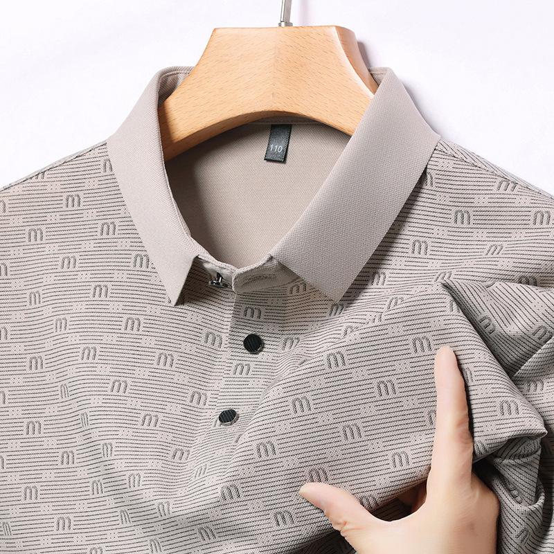Short Sleeve T-Shirt Men'S Medium And High Elastic Business Casual Lapel Polo Shirt