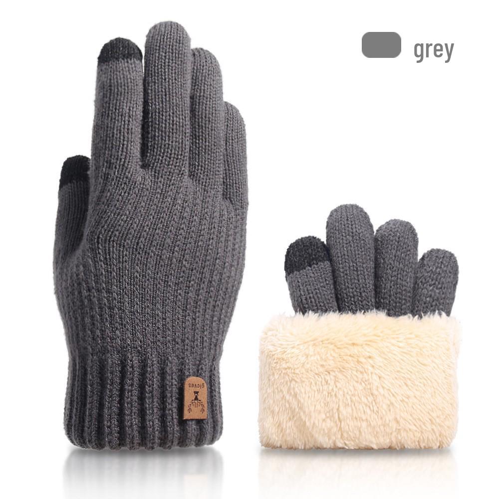 Women's Winter Knitted Gloves, Double-Layer Velvet, Thickened, Cold-Proof, Warm, Touchscreen, Perfect for Outdoor Cycling.