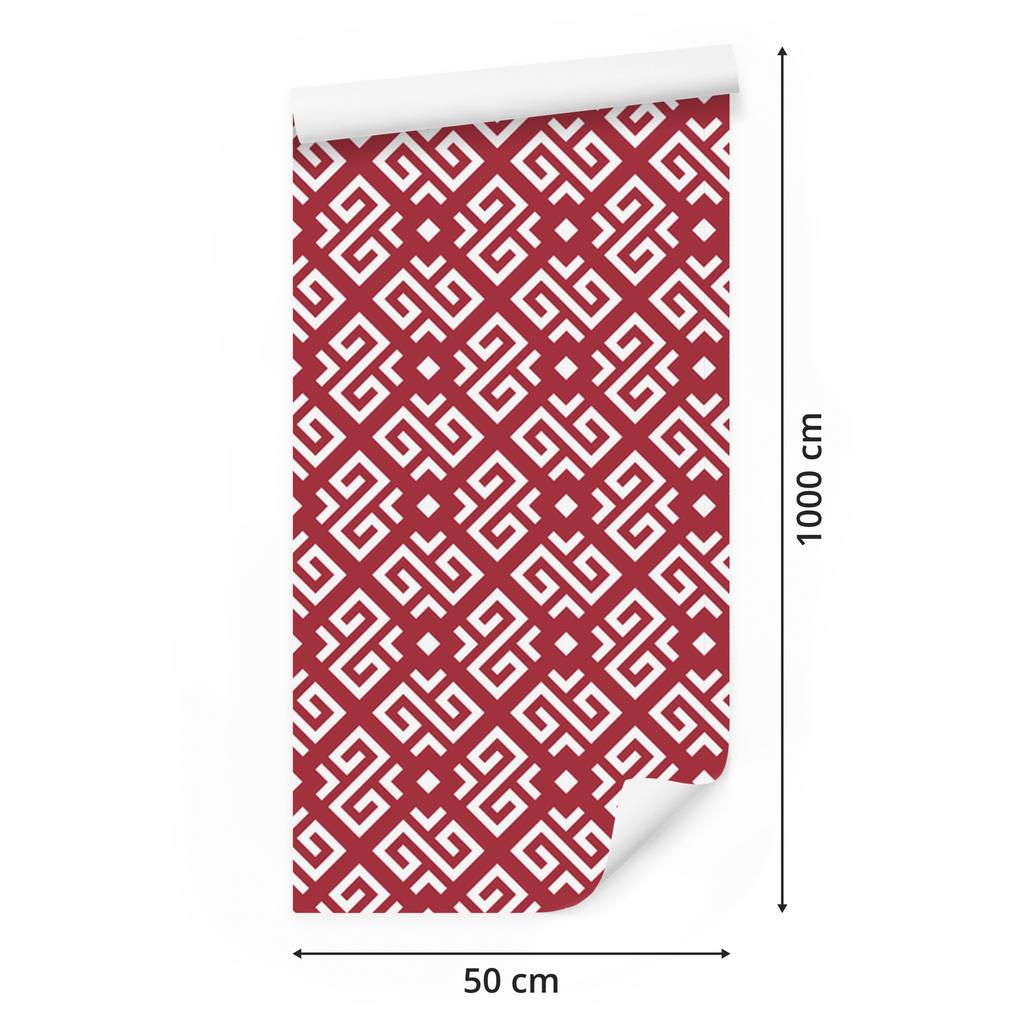 Wallpaper Geometric Pattern Red and Coral for Living Room and Bedroom 50x1000