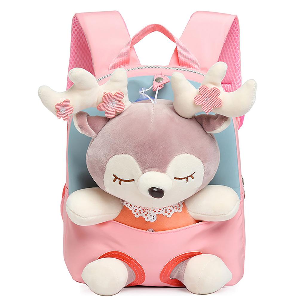 Toddler Preschool Cute Backpack Large Capacity Plush Elk Bookbags with Soft Handle for Bottles Pencils A4 Textbooks