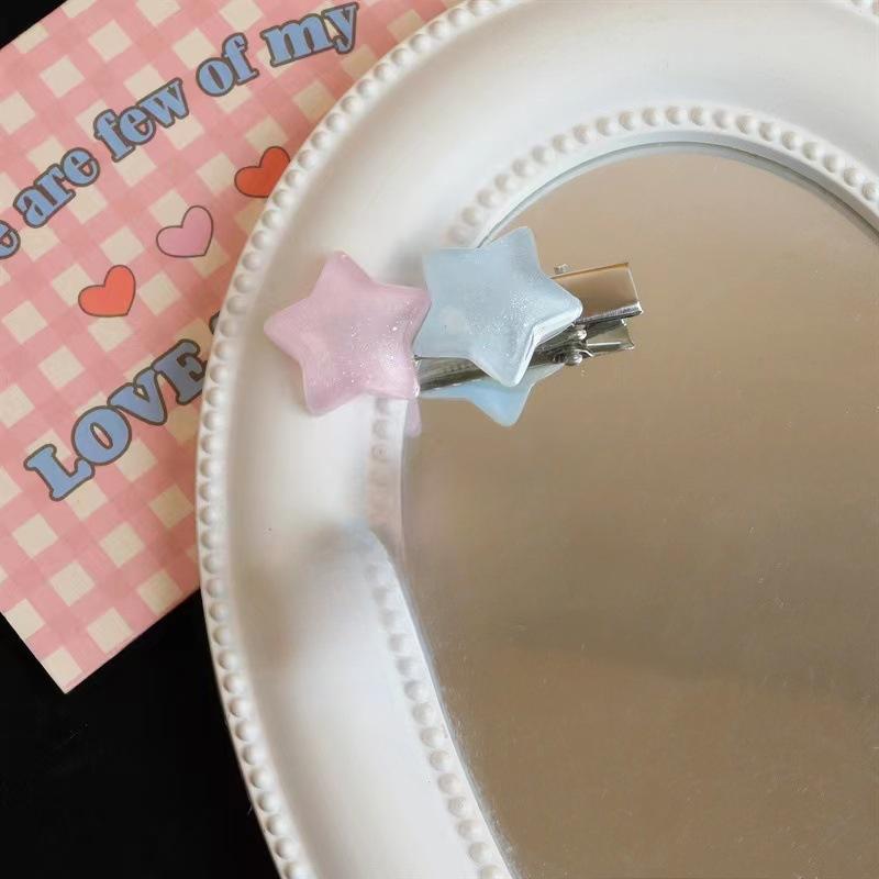 Bonbonfarbener Legierungs-Sternclip, gebrochenes Haar, seitlicher Pony-Clip, süßer Haarclip, farbiger Metall-Entenschnabel-Clip, Haar-Accessoires