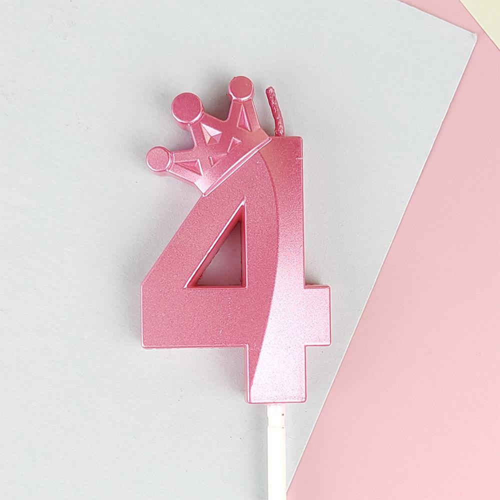 Pink Macaron Candy Color 0-9 Birthday Party Cake Decoration Baking Plug-in Creative Age Digital Candle