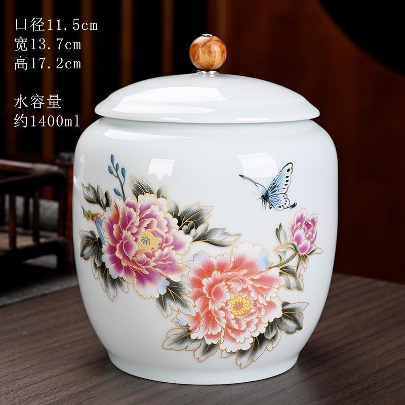 Ceramic tea can Pu erh black tea universal sealed multifunctional storage tank mountain water blue and white porcelain tea box
