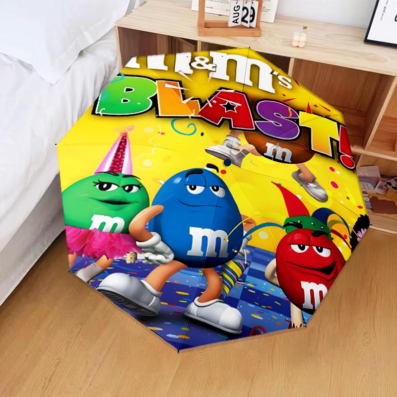1PC M Chocolate chips Automatic Folding Umbrella 8-Rib Travel Umbrella with Auto Portable Case, Ideal Gift for Birthdays