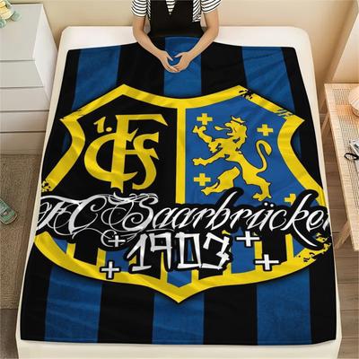 1PC FC Saarbrücken Print Flannel Blanket, High Quality Comfortable for All Seasons, Home Decor, Warmth and Comfort, Perfect for Christmas Gifts