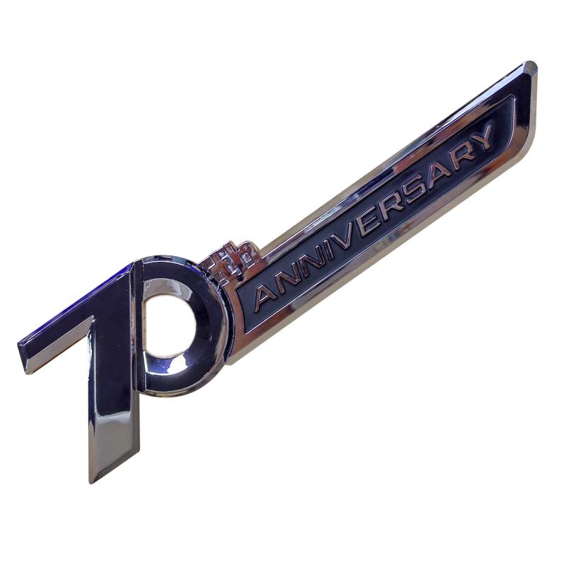 3d ABS Chrome Black Logo 70th Anniversary Emblem Car Fender Sticker 70th Anniversary Badge Sticker Accessories