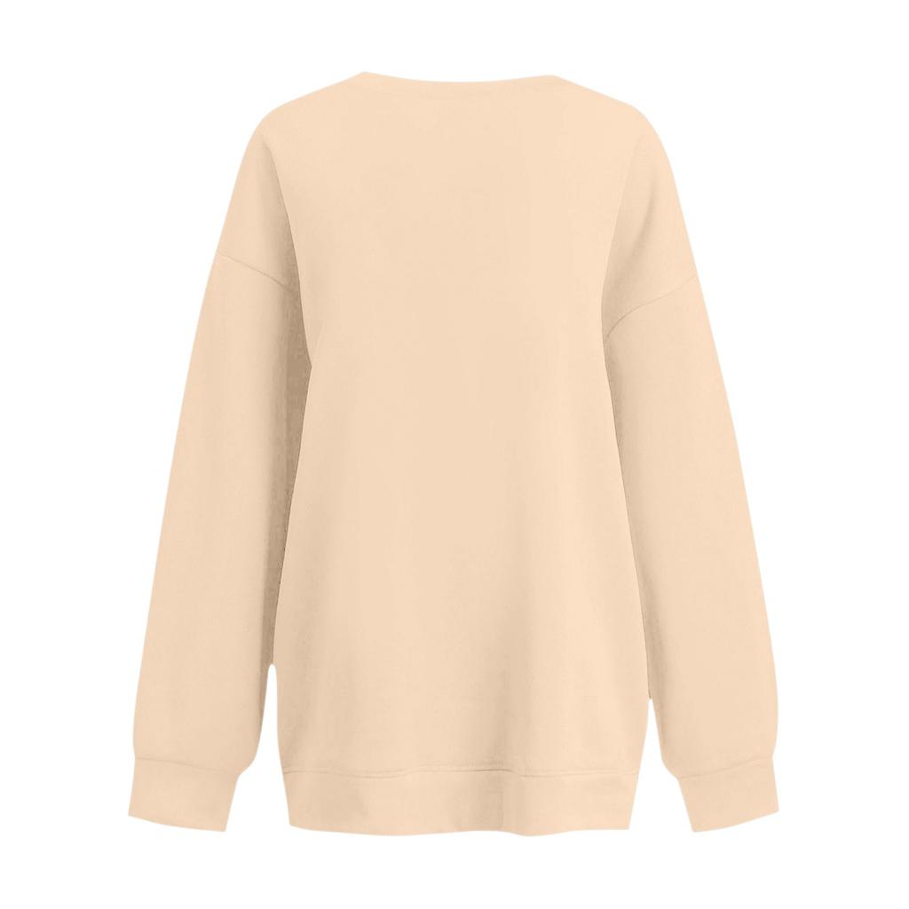 Damen Winter Tops Damen Langarm Sweatshirt Casual Rundhals Locker Geschnitten Pullover Fleece Tops