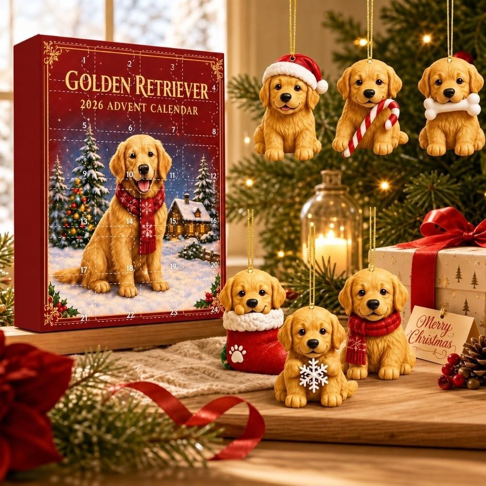 24Pcs/Box Hanging Ornament Dog Ornament Golden Retriever Xmas Pendant Blind Box Tree Decoration