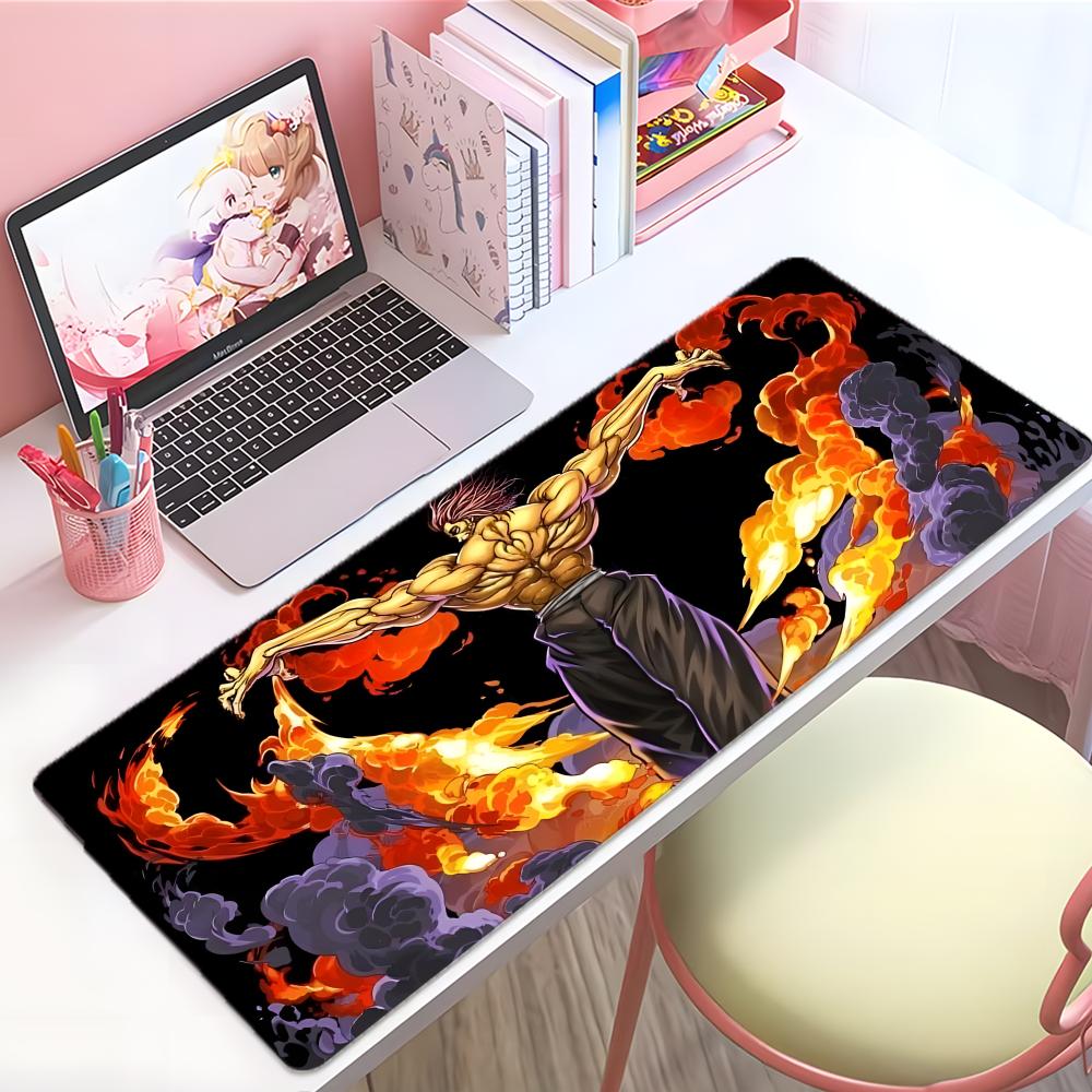 Strong Fighting Anime BBaki The Grappler Mouse Pad Large Thick Desk Pad Stitched Edges Gaming Mouse Mat For Pc