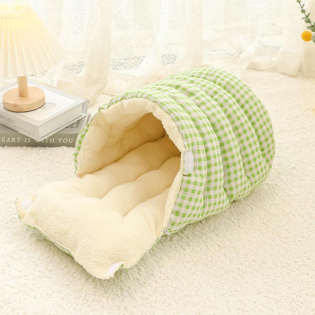 Cozy Half-Closed Pet Bed - Thickened, Washable, All-Season Comfort for Cats and Dogs