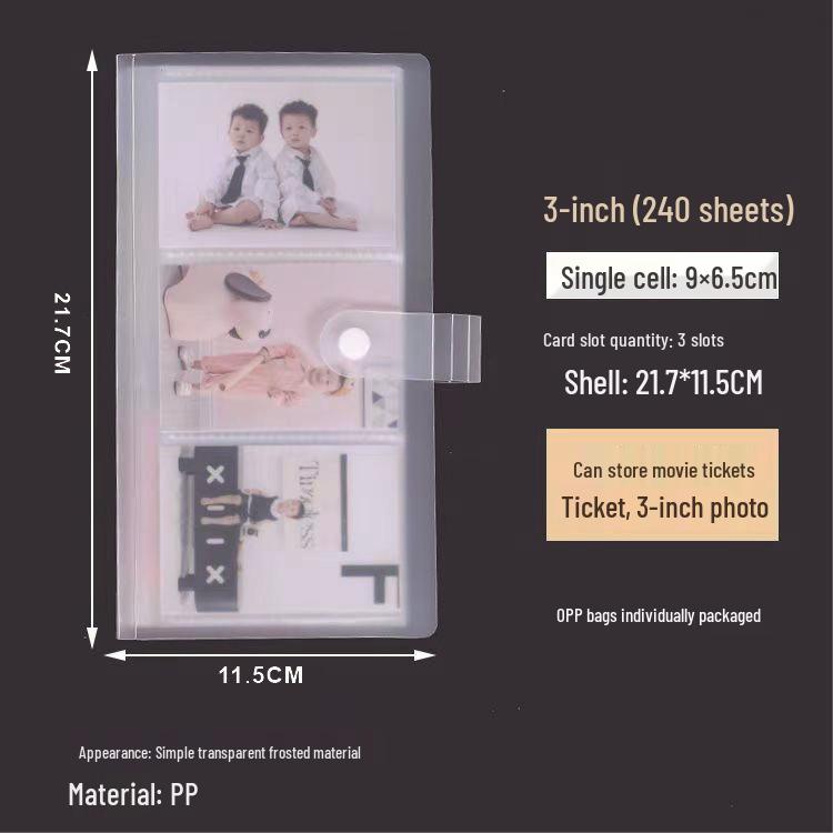 Card Album for Photos, Business Cards, Tickets - Frosted Transparent, 3-6 Inch Sizes