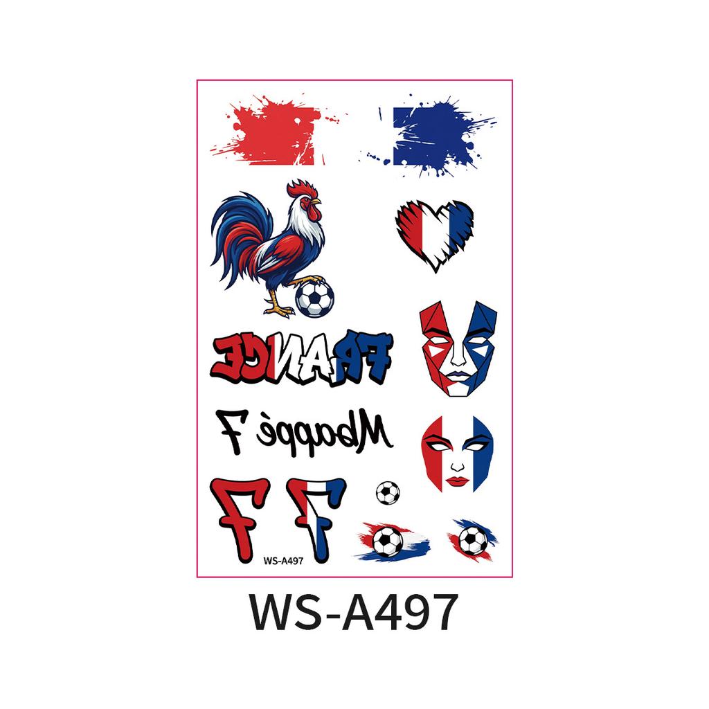 World Cup Argentina Belgium Fans Flag Face Sticker Waterproof Competition Game Tattoo Sticker