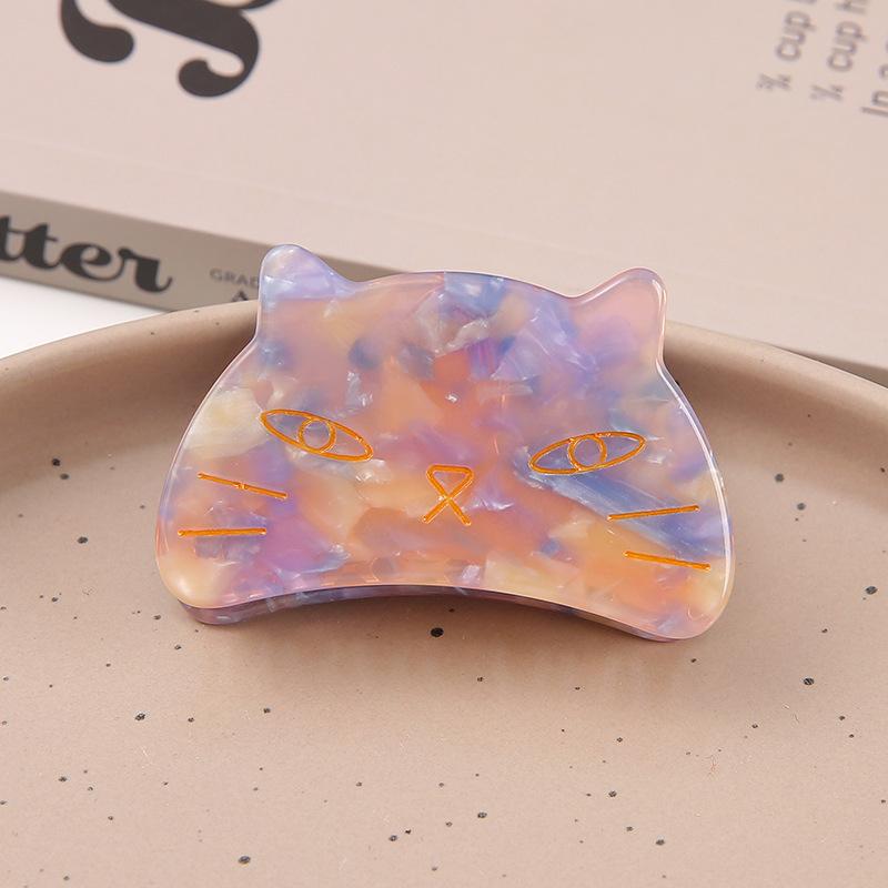 1Pcs Cute Sweet Hair Scratch Elegant Acetate Cat Grab Clip Metal Tooth Hairpin Ladies Back Of The Head Disc Hair Gripper