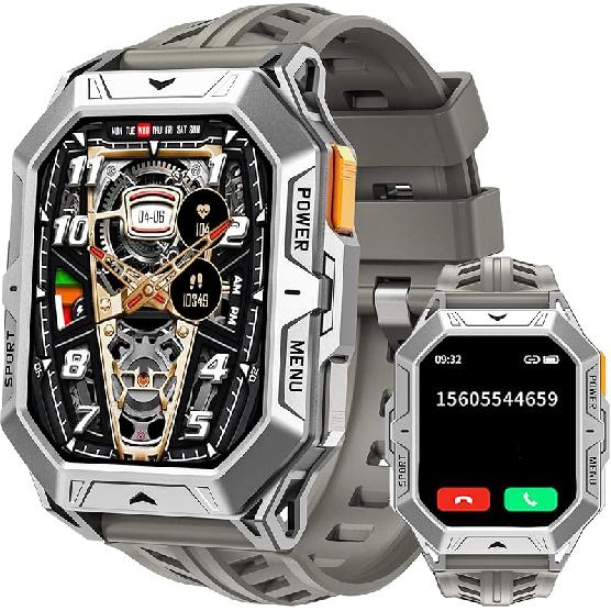 Smart Watch Answer/Make Calls Compass Barometer 1000mAh Extra-Long Battery Rugged 100+ Sports Modes Outdoor Military 2.13 inch AMOLED Smart Watches