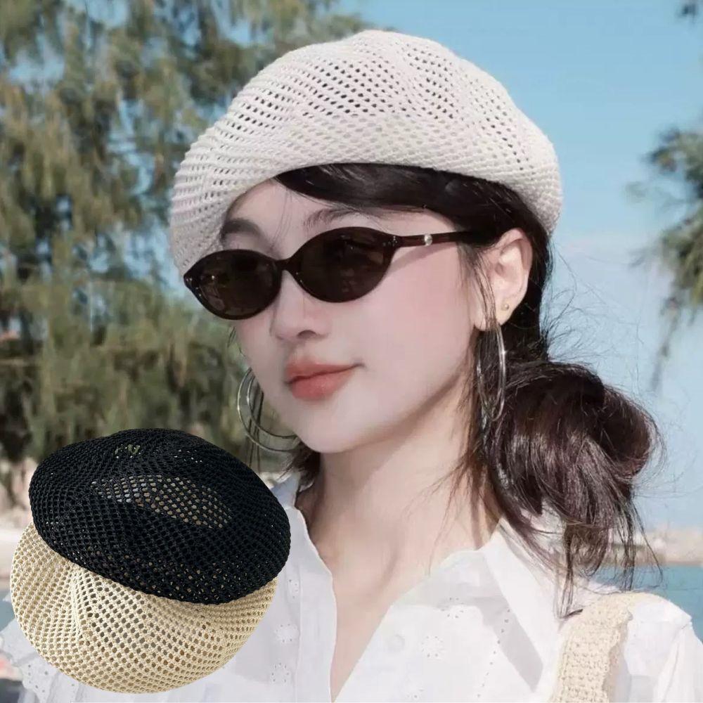 Japanese Style Hollow-Out Beret Hat Summer Sunshade Beret Hat Hollow Breathable Artist Painter Hat For Women Bonnets Bonia Cap
