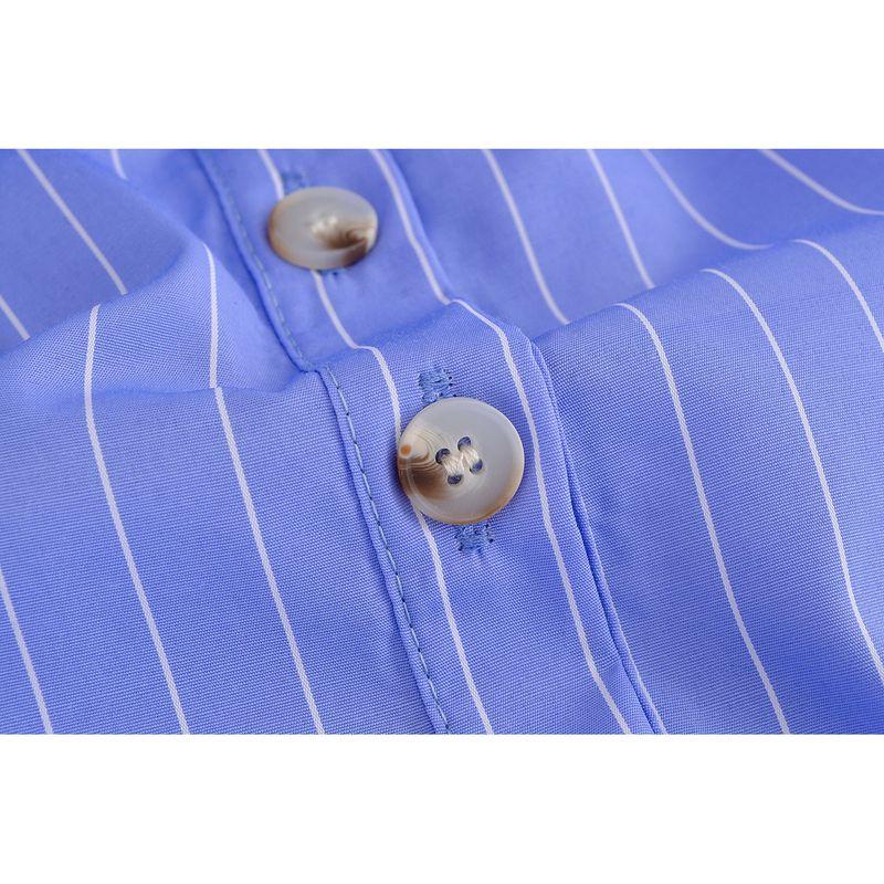 Kaslead New Women Clothes Western Style Fashion Simple Sleeveless Blue Stripe Shirts Dress