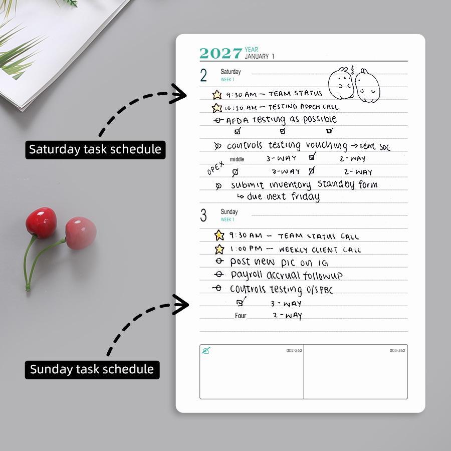 A5 2027 English Schedule Book: Elegant Daily Planner & Self-Discipline Notebook