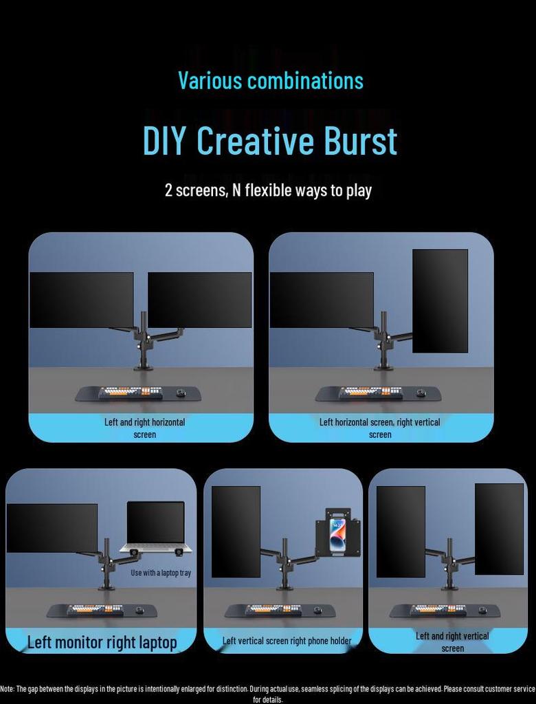 Height-Adjustable Dual Screen Monitor Riser for 24/27/32 Inch Screens