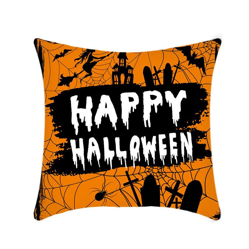 Halloween Throw Pillow Cover Linen Print Halloween Home Decor Cushion Cover Sofa Cushion Back Cushion