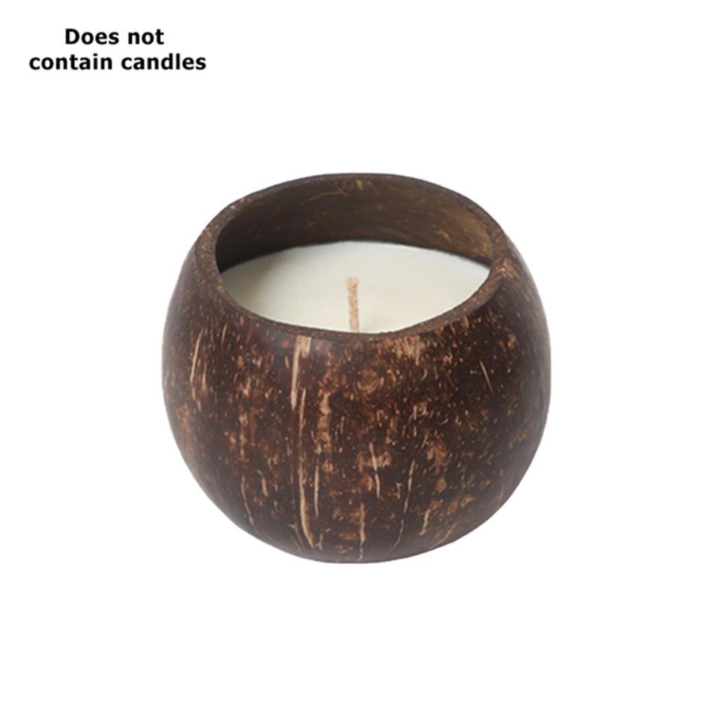 Coconut Shells Candle Holder Candlestick Natural Coconut Bowl Desk Organizer Coconut Shells Candle Holder (No Candle) Home Decor