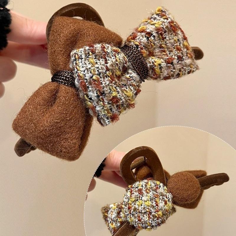 Stylish, Retro Double-sided Bow Hair Clip for Women, High-end Hair Accessory.