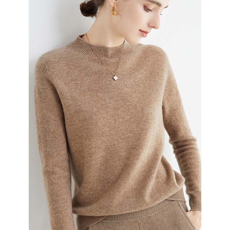 Seamless Merino Wool Sweater Women s Crew Neck Long Sleeve Thermal Knit Top - Casual Pullover Winter Thermal Wear 2XL хаки 2089₽