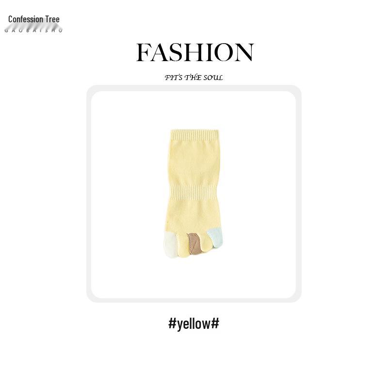 Women's Five-Toe Breathable Cotton Socks - Autumn/Winter Mid-Calf, Sweat-Absorbent, Candy Colors