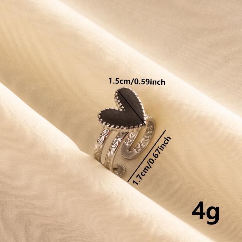 Punk Silver Color Black Enamel Sun Moon Star Eye Rings For Women Men Accessories Stainless Steel Ring Open Finger Jewelry Bagues
