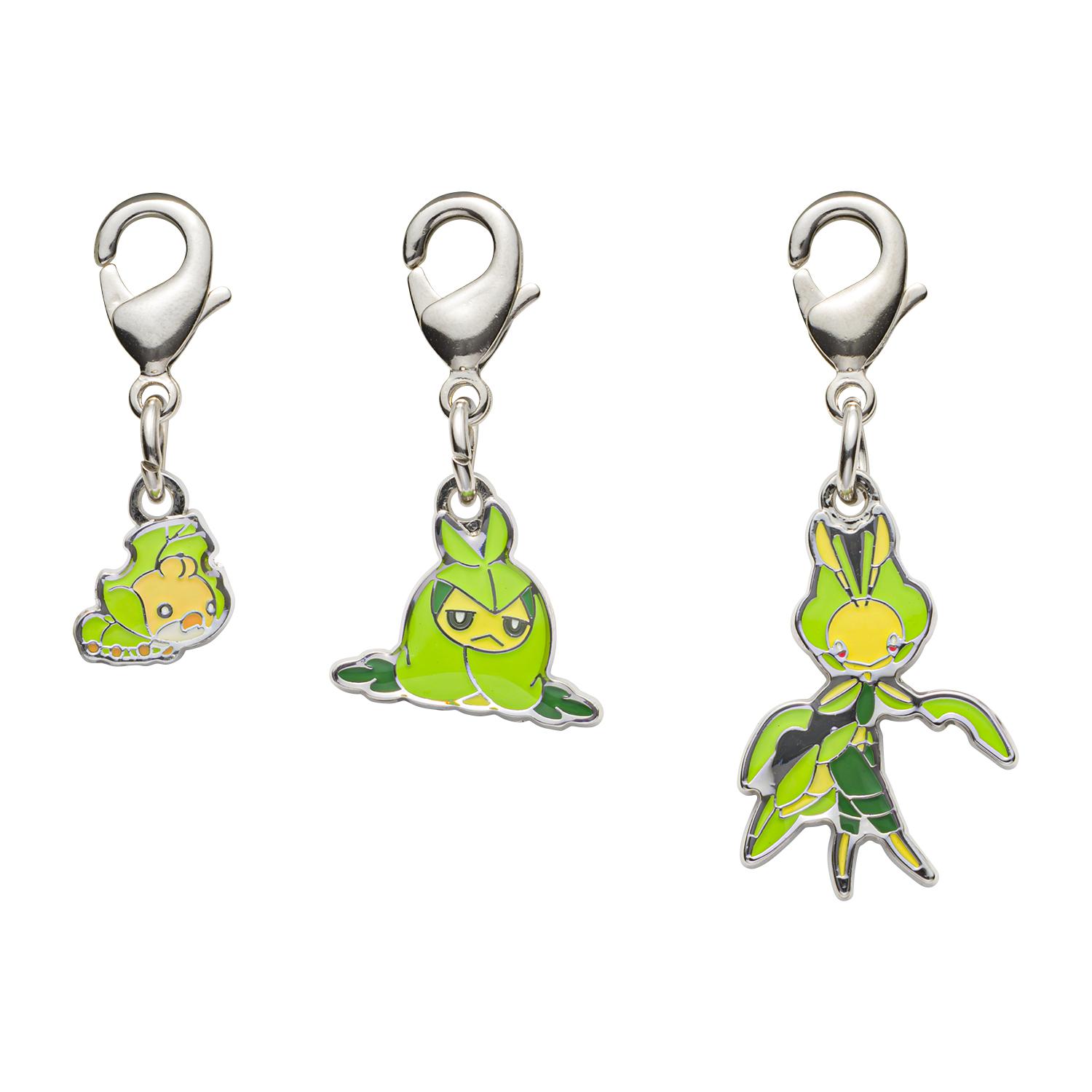 

[Pokemon] Pokemon Center National Pokedex Metal Charm - Sewaddle, Swadloon, Leavanny (#540-542)