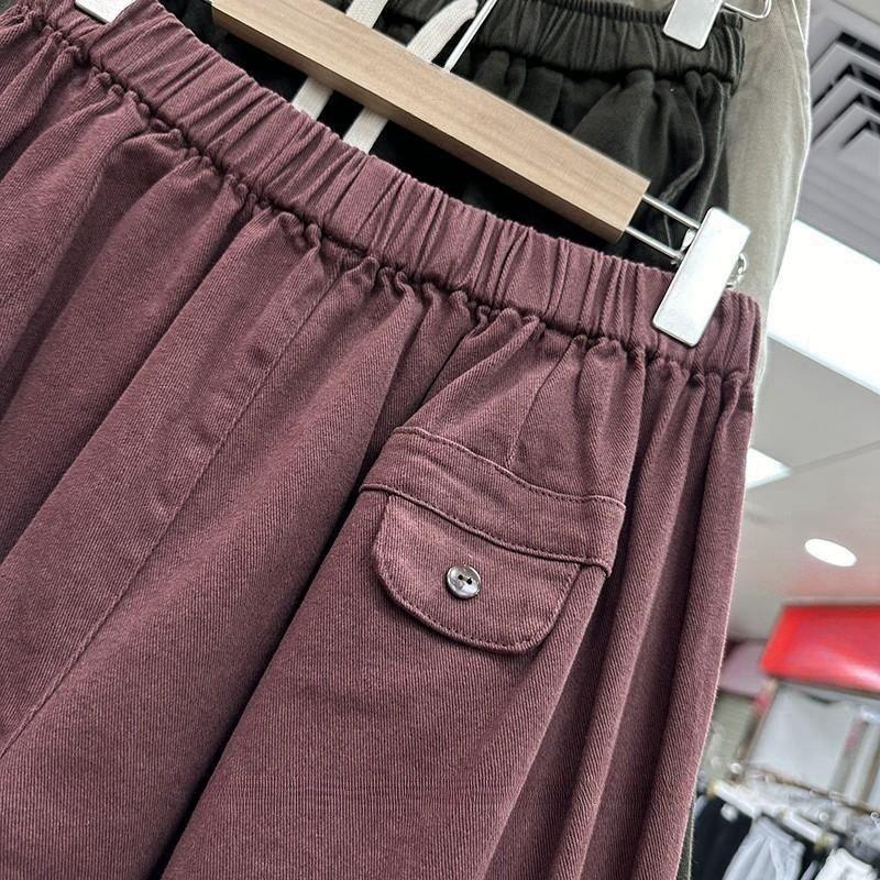 Plus Size Japanese Style Casual Wide-Leg Pants for Women - Slimming, Versatile, Nine-Tenth Length