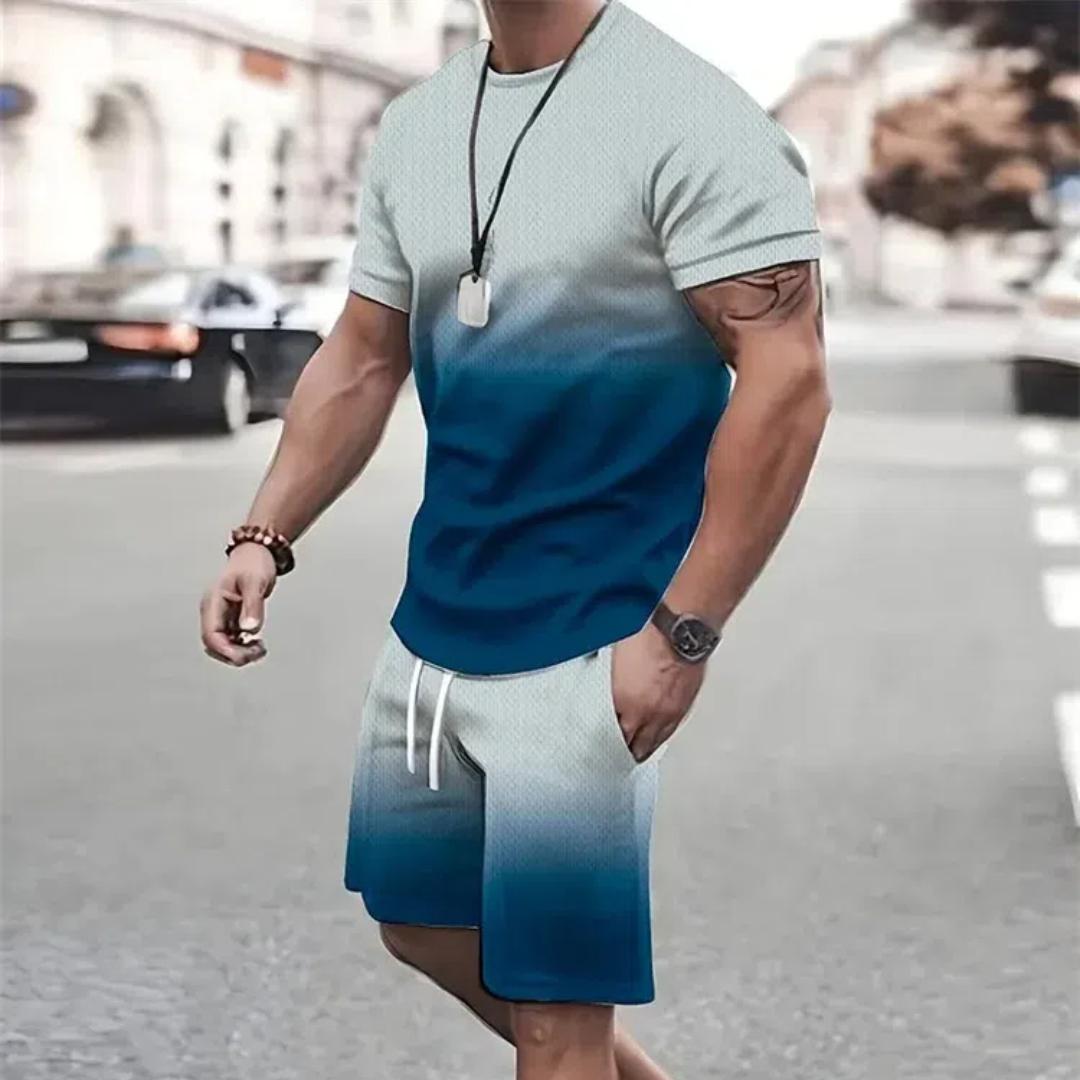 

Мужская футболка и шорты, комплект, модный мужской костюм с коротким рукавом и принтом креста, комплект из двух предметов, большой размер, уличный пляжный спортивный мужской костюм больших размеров XL