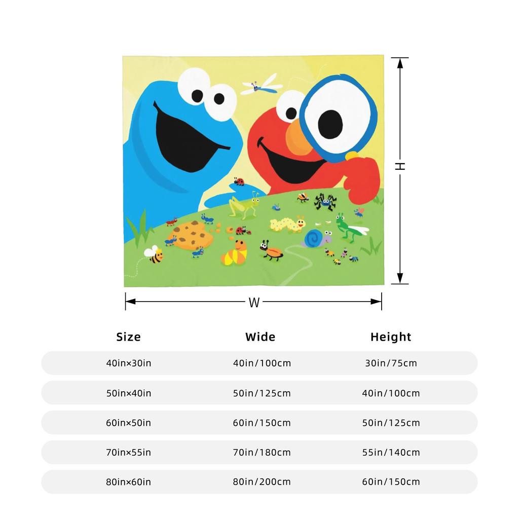 Sesame Street Cartoon Blanket Cover Tv Show Plush Throw Blanket Airplane Travel Decoration Soft Warm Bedspread