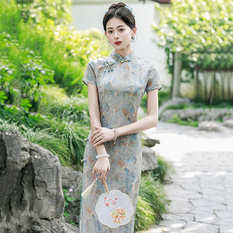 Guofeng new Chinese style Suzhou medium and long cheongsam improved young 1011 new women's high sense small summer