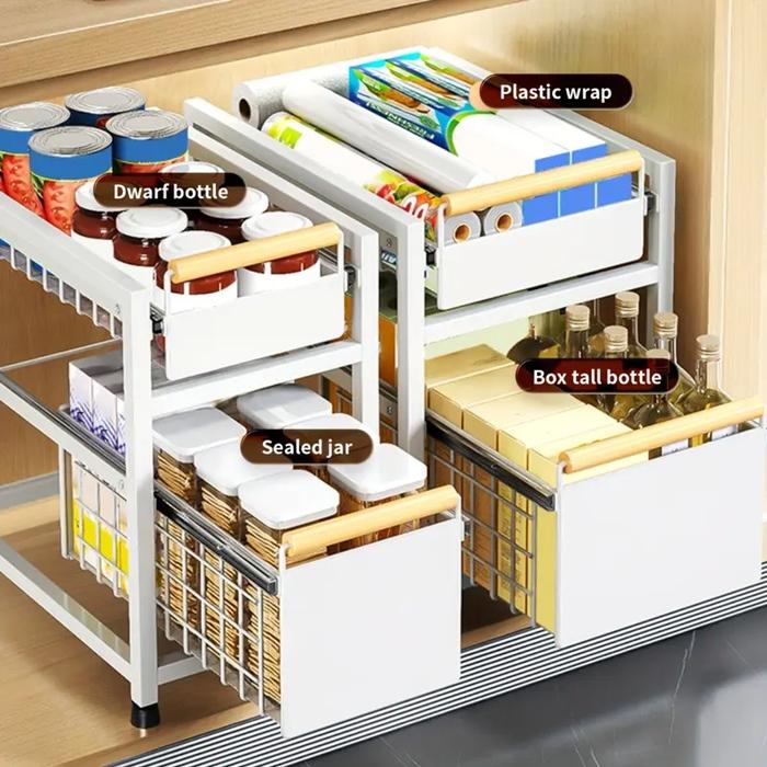 Kitchen Organizer with 2 Pull-Out Baskets Steel 24.5x39x42cm