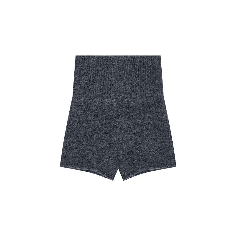 

Sexy Pure Desire Suit Sexy V-neck Long-Sleeve Knitwear Tops Female Autumn High Waist Hip Lift Short Pants Two-piece Set Dark gray shorts One size