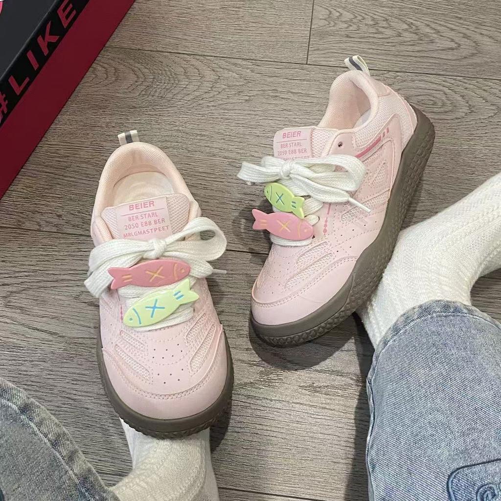 Pink Dexun double mesh shoes ugly cute summer new chic niche breathable sports Forrest Gump