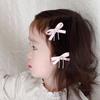 2Pcs Hairpin Soft Ribbon Bowknot Decor Smooth Edges No Hair Pulling Rhinestone Bow Chain Tassels Hair Clip Kids Hair Accessories