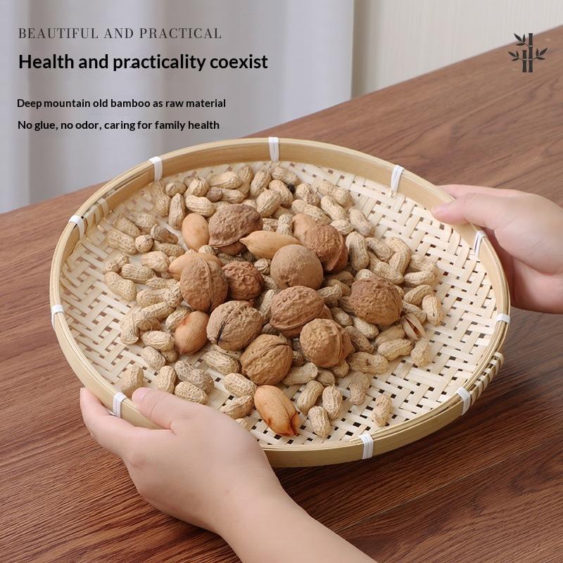 Hand-Woven Natural Bamboo Trays And Winnowing Baskets Are Suitable For Storing And Holding Food And For Home Decoration