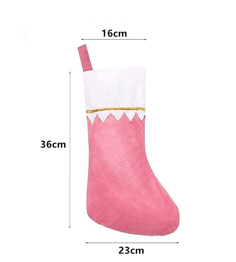 Christmas Stocking Non woven White Gold Label Stocking Hanging Green Mouth Thread Christmas Decoration Ornaments Gift Bag