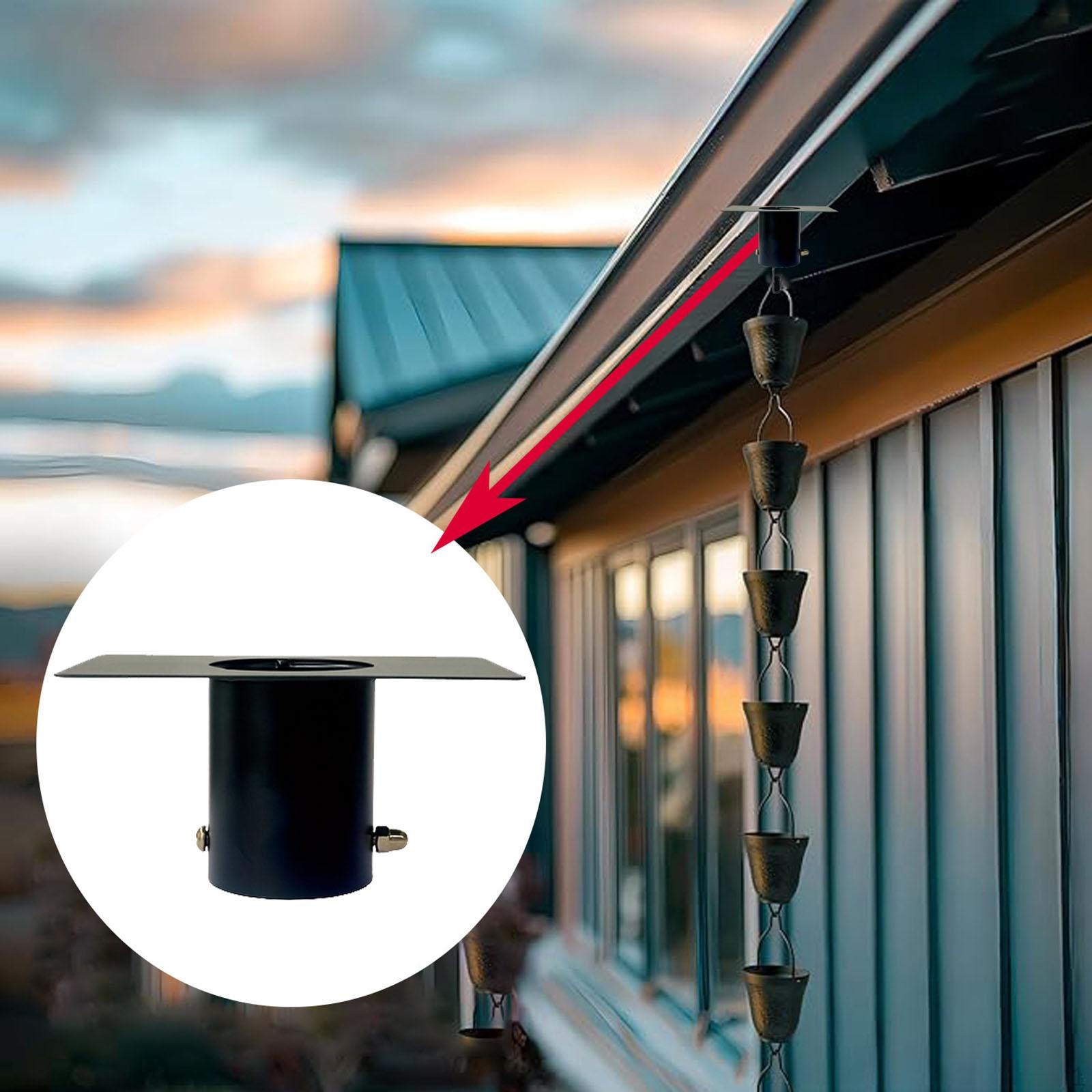 Установка дождевой цепи для водостока Прочный орнамент Декор для сада Металл для заднего двора, сада, улицы чёрный